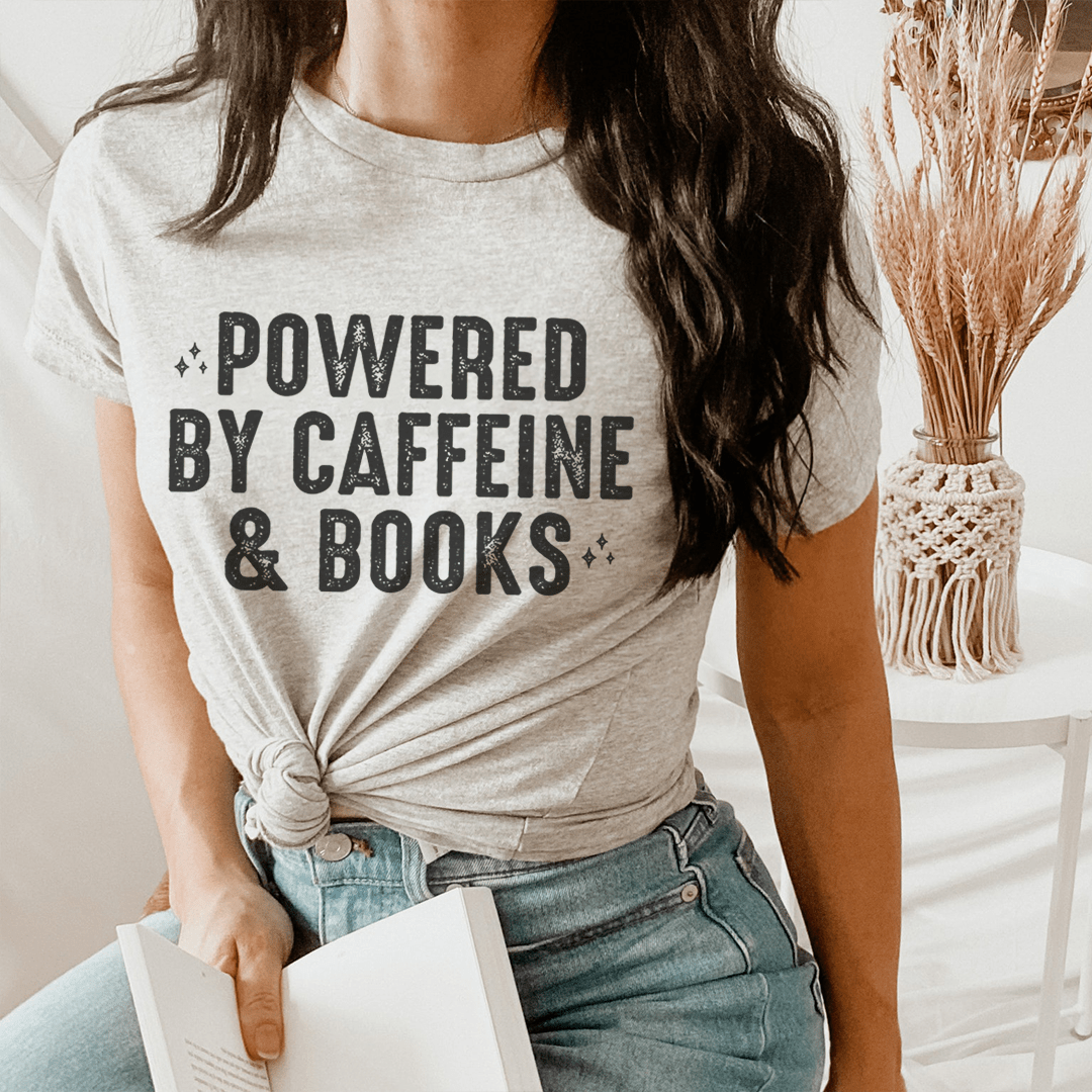 Powered By Caffeine & Books Tee-0